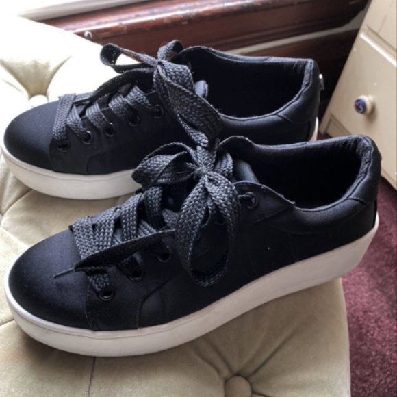 Steve Madden Shoes - Steve Madden BERTIE **Black Satin Platform Sneakers Sz. 8 ~ EUC